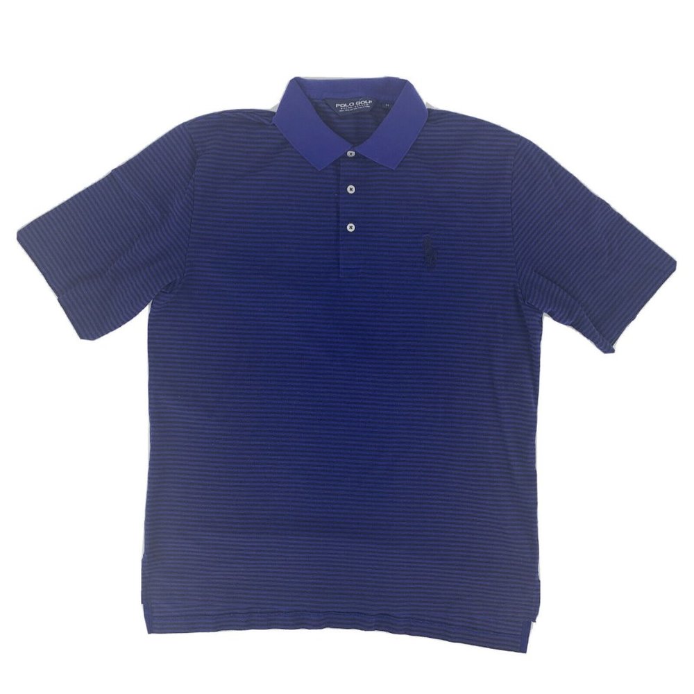 Men's Polo Golf Ralph Lauren Polo Shirt Blue Black Stripes M 100%‎ Pima Cotton